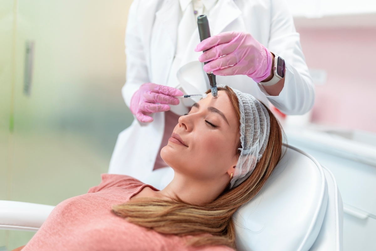 Provider performing microneedling treatment in Houston at Skin 101 Medical Spa